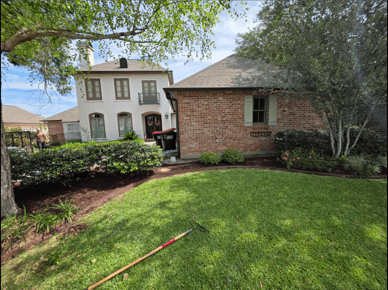 Flower bed landscaping installation Louisiana
